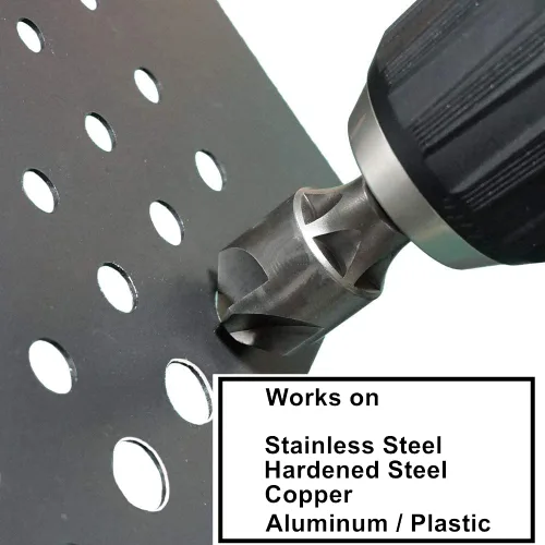 Vista 3 de CONQUER Tools - Broca avellanadora de metal con 5 flautas, 87 grados para vástago hexagonal de 1/4 pulgadas, ajuste de 1/8"-3/4
