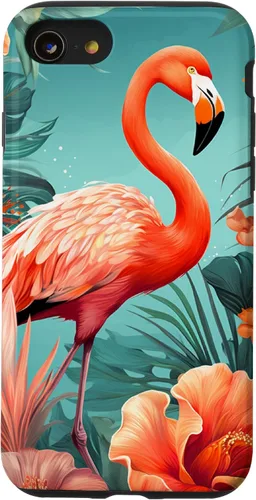 Vista 23 de Tropical Pink Flamingo Teal Orange Wildflower Palm Leaves Case for iPhone 17