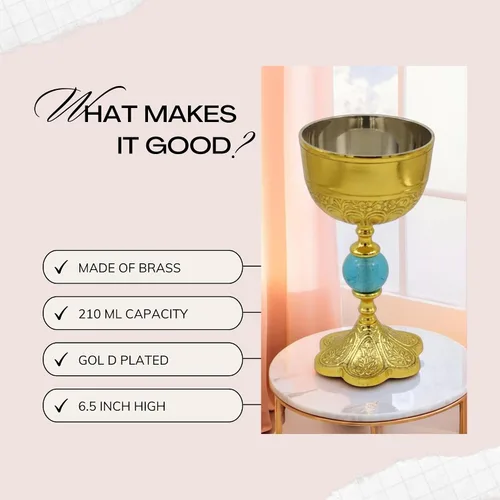 Vista 7 de REPLICARTZ Copa de cáliz chapada en oro de latón con orbe azul – Taza de comunión hecha a mano de 6.5 pulgadas para misa, tema del Santo Grial, copa