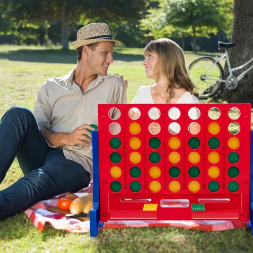 Vista 8 de KOTEK 1.6 FT Tall Giant 4-in-A-Row, Jumbo 4-to-Score Game with Carrying Bag & 42 Coins, Quick Release Slider, Indoor Outdoor Family Board Game for