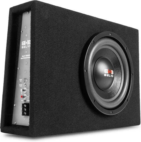 Vista 6 de BELVA Caja de subwoofer doble con puerto de coche de 10 pulgadas, MDF de 3/4 pulgadas, Polyfil preforrado incluye deflector azul personalizado