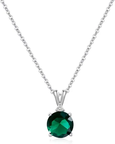 Vista 26 de 8mm Round Cubic Zirconia Sterling Silver Necklace Dainty Necklace Birthstone Jewelry Pendant Necklaces for Women