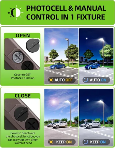 Vista 7 de Luz LED de estacionamiento de 150 W, 120 W, 90 W, ajustable, 4500 K, 5000 K, 5700 K, sintonizable hasta 22500 lm, fotocélula LED, caja de zapatos