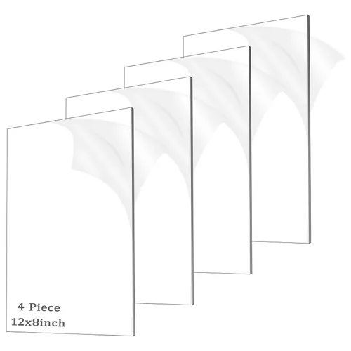 Vista 14 de 4 piezas de láminas acrílicas de 1/8" de grosor (3mm), plexiglás fundido transparente de 18" x 24" con papel protector para letreros, proyectos