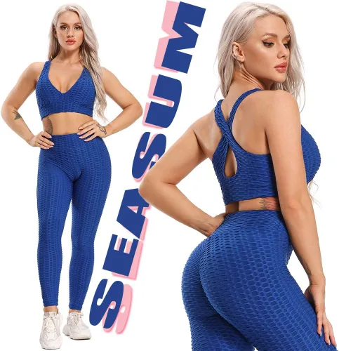 Vista 69 de SEASUM - Pantalones de yoga de cintura alta para mujer, con control de abdomen y realce de glúteos, leggings favorecedores para entrenar y correr