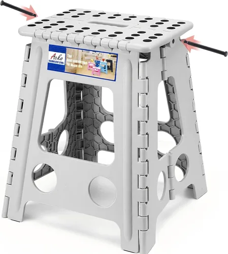 Vista 16 de ACKO Taburete plegable de 13 pulgadas, soporta 300 libras para adultos y Bicolor Verde
