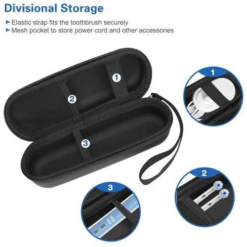 Vista 8 de ProCase Paquete de 2 bolsas de aseo de viaje con cepillo de dientes eléctrico, estuche de viaje duro