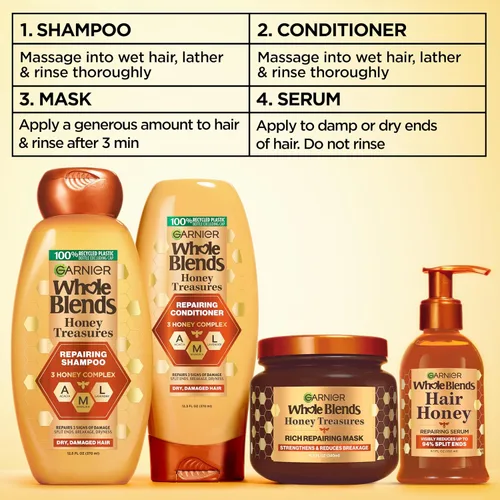 Vista 8 de Garnier Whole Blends Honey Treasures - Acondicionador reparador, para cabello seco y dañado, 3 onzas líquidas (tamaño de viaje), 1 unidad