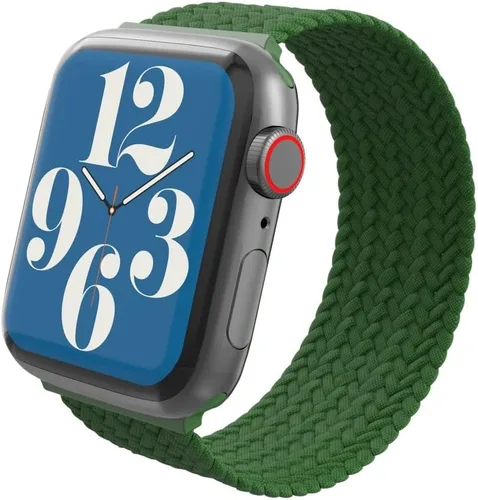 Vista 13 de ZAGG Gear4 - Correa elástica trenzada Solo Loop - SM - Verde bosque - Compatible con Apple Watch de 1.496 pulgadas, 1.575 pulgadas, 1.614 pulgadas