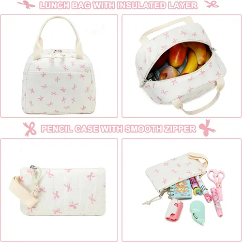 Vista 3 de BTOOP Mochila escolar para niñas y niños, con bolsa de almuerzo aislada y bolsa para lápices