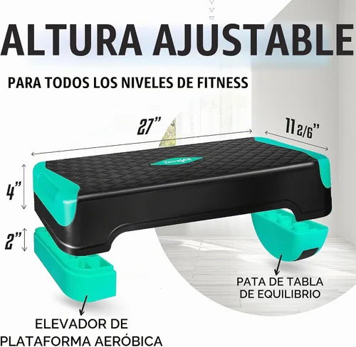 Vista 2 de Yes4All Plataforma de Step Aeróbico Ajustable 2 en 1 Stepper para Ejercicios de Fitness con Patas de Tabla de Equilibrio Basculante