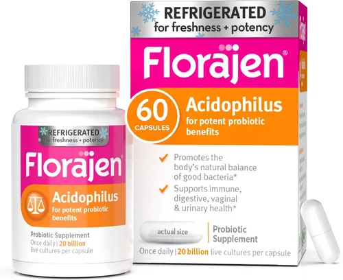 Vista 8 de Florajen Probióticos Acidophilus, salud intestinal, salud vaginal y suplemento de apoyo inmunológico, alivio del estreñimiento y la hinchazón