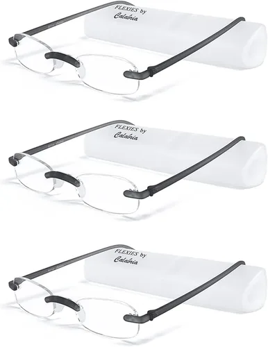 Vista 18 de Calabria 714 Anteojos de lectura sin montura con lentes transparentes, color carbón, lentes de lectura para hombres y mujeres, lectores