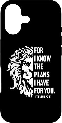 Vista 32 de Jeremiah 29:11 Christian Bible Verse Lion Graphic Case for iPhone 16