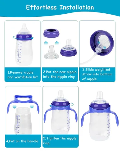 Vista 8 de Kit de conversión de boquilla suave para biberón Lansinoh, kit de transición para niños pequeños con boquilla de silicona para sorber, popote Kit
