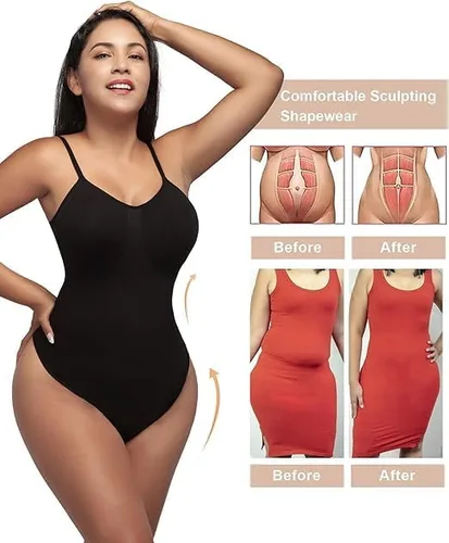 Vista 6 de SHAPERX - Body tipo faja moldeadora para mujer, con control de abdomen, sin costuras, para moldear la cintura, compresión del cuerpo