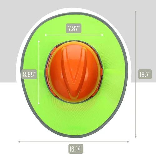 Vista 2 de Casco Industrial UNCO con Protector Solar, Verde, Visera Completa y Estándar de Malla, Alta Visibilidad Reflectante, Accesorio para Casco Duro