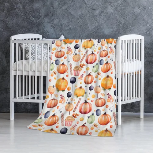 Vista 62 de Manta de Halloween para bebé, diseño de calabaza, fantasma, telaraña, súper suave, manta acogedora para recién nacido, manta de recepción para bebé