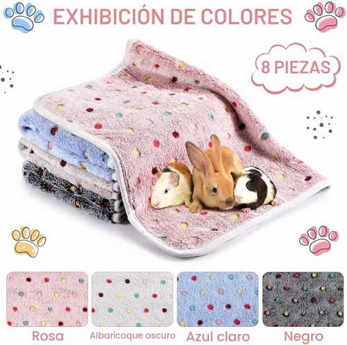 Vista 7 de Tudomro 8 Pcs Guinea Pig Fleece Cage Liners, Dot, 12 x 12 Inch Ropa de cama lavable reutilizable para animales pequeños, mantas absorbentes