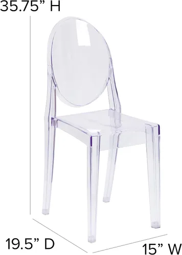 Vista 3 de Flash Furniture - Silla apilable cristalina, transparente, Plástico Policarbonato, Transparente