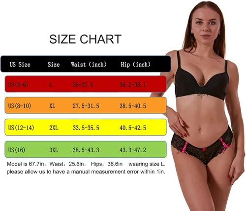 Vista 4 de CITUYER - Tanga sexy de encaje hueco para mujer con cinta linda