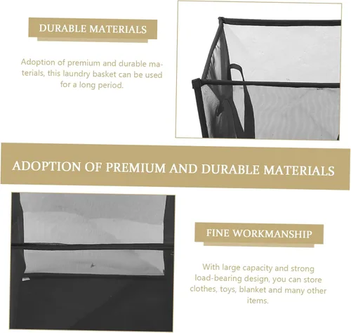 Vista 7 de Beaupretty Cesta plegable de malla para ropa sucia, diseño de mango resistente para el hogar al aire libre