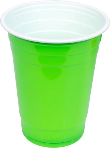 Vista 5 de Glad Paquete divertido de vasos de plástico en 4 colores: rosa, verde, azul y amarillo, vasos resistentes para fiesta en colores brillantes, ideales