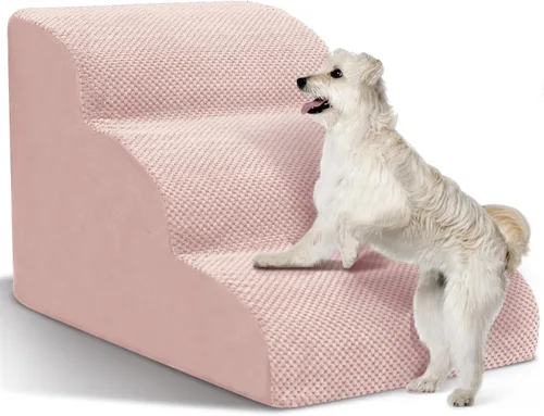 Vista 16 de Escaleras para Perros para Perros Pequeños - Rampa de Espuma de Alta Densidad, Pasos Extra Anchos para Mascotas con Fondo Antideslizante para Camas