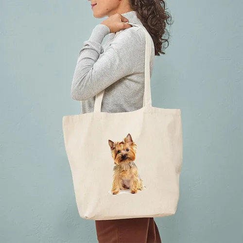 Vista 2 de CafePress Yorkie - Bolsa de lona natural, bolsa de compras reutilizable, Caqui, Bolso tote Yorkie