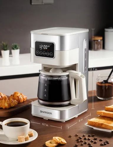 Vista 8 de SHARDOR Cafetera programable de 10 tazas, cafetera de goteo regular y fuerte para el hogar y la oficina, apagado automático, filtro permanente