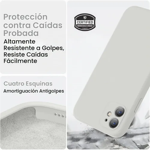 Vista 5 de Vooii Funda compatible con iPhone 11, silicona líquida mejorada con bordes planos, protección de cámara, forro de microfibra antiarañazos, funda