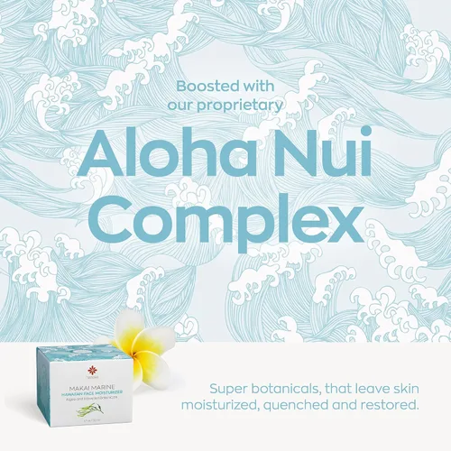 Vista 3 de Hanalei Makai Marine - Crema de gel hidratante facial, loción ligera no grasa para piel seca, una fórmula reafirmante hidratante, vegana sin