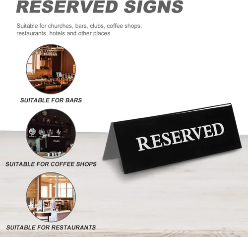 Vista 4 de SOLUSTRE Señales de mesa reservadas de acrílico para sillas de boda de restaurante, 2 uds