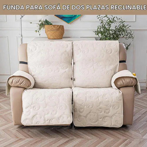 Vista 7 de Funda reclinable 100% impermeable para sofá biplaza, 4 piezas divididas para sofá reclinable de 2 asientos, funda de sofá reclinable antideslizante