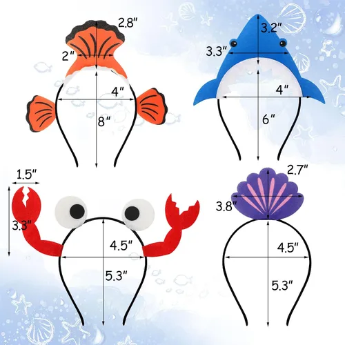 Vista 4 de CiyvoLyeen 12 diademas de peces de animales marinos para fiesta de Océano
