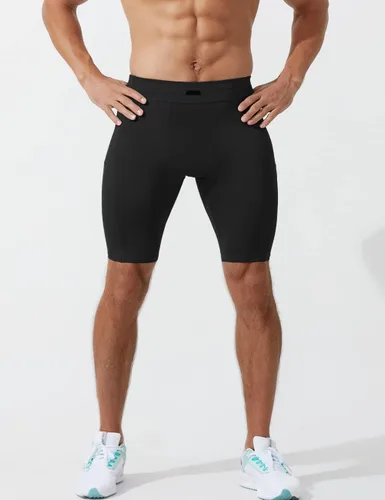 Vista 5 de MIZOK Pantalones cortos de compresión elásticos para hombre con bolsillo