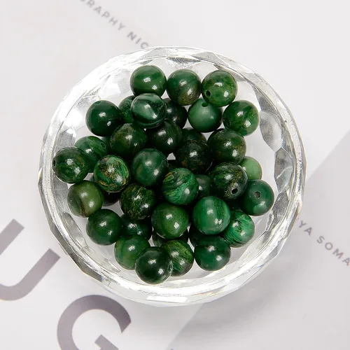 Vista 3 de 47 cuentas de jade esmeralda africana de 0.315 pulgadas (0.315 in), redondas naturales, sueltas, cuentas de piedra real, piedras preciosas genuinas