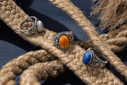 Vista 6 de American West Jewelry Anillo de plata de ley para mujeres y hombres, elección de piedras preciosas de inspiración nativa, tallas 5 a 13