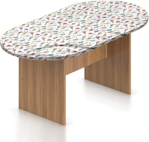 Vista 20 de Mantel ovalado ajustable de poliéster elástico para guitarra, instrumento dibujado a mano, tema de rock and roll, mantel ajustable con estampado