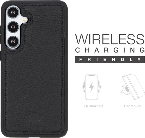 Vista 2 de BLACKBROOK Funda de piel de alta calidad a presión compatible con Samsung Galaxy S24, elegante funda de cuero de grano completo con la máxima