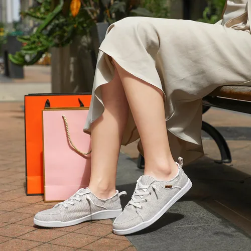 Vista 9 de STQ Zapatos deportivos sin cordones para mujer, zapatos casuales de lona, lavables a máquina