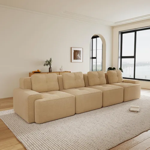Vista 125 de Sofás seccional modular de 80" sin huesos modernos para sala de estar, juego de sofás comprimidos de 2 plazas con asiento profundo, sin necesidad
