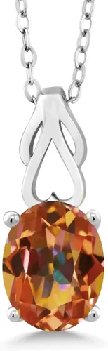 Vista 5 de Gem Stone King Collar de plata de ley 925 con piedra natal ovalada de 0.354 x 0.276 in Collar con colgante solitario para mujer Con cadena