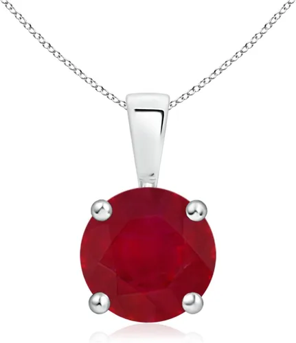 Vista 18 de Angara Round Ruby Solitaire Necklace in Sterling Silver A-Good