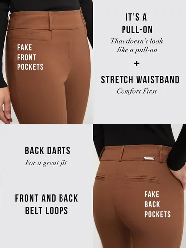 Vista 6 de Rekucci - Pantalones elásticos para mujer, de ajuste cómodo y con un leve corte de bota