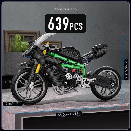 Vista 2 de Conjuntos de construcción de kits de modelo de motocicleta Mould King, kit de construcción de modelo de bicicleta 23002, juguetes de construcción