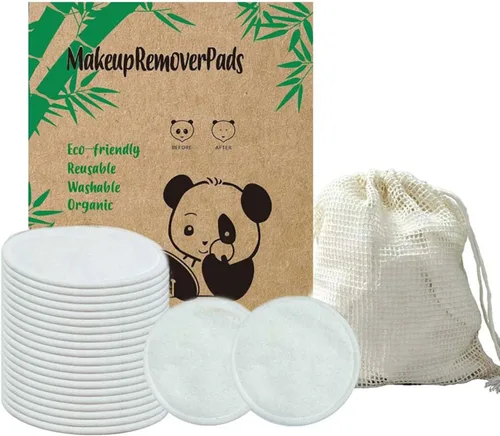 Vista 13 de Paquete de 28 almohadillas reutilizables para eliminar el maquillaje con bolsa de lavandería, lavables, suaves y cómodas, lavables de algodón