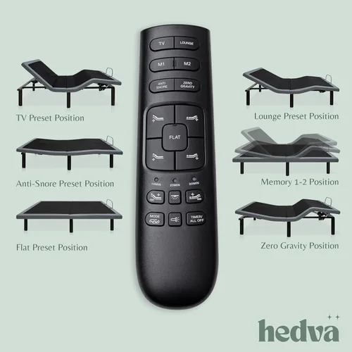 Vista 4 de Hedva Base de cama ajustable con motores de masaje, 4 puertos USB, luz LED, montaje en 5 minutos, múltiples posiciones preestablecidas para máxima