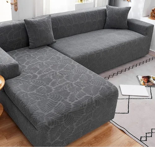 Vista 19 de IMYOGI Fundas de sofá de alta elasticidad con estilo en forma de L, fundas de sofá de color sólido, tela jacquard, lavable a máquina, protector