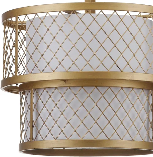 Vista 3 de SAFAVIEH Lighting Collection Evie Farmhouse - Lámpara colgante ajustable de 17 pulgadas de diámetro, color dorado antiguo (bombillas LED incluidas)
